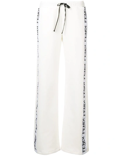 Shop Fendi Logo Side Stripe Track Pants - White