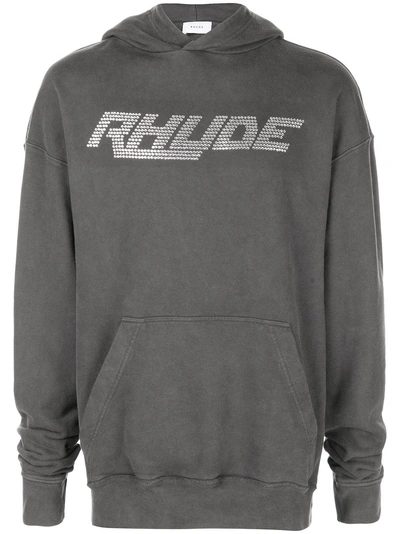 Shop Rhude Hooded Logo Sweatshirt - Black