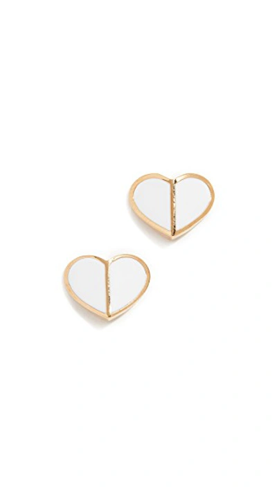 Shop Kate Spade Heritage Spade Heart Stud Earrings In White
