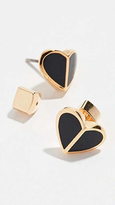Shop Kate Spade Heritage Spade Heart Stud Earrings In Black