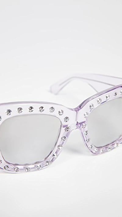 Shop Acne Studios Library Sunglasses In Lilac/silver