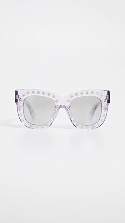 Shop Acne Studios Library Sunglasses In Lilac/silver