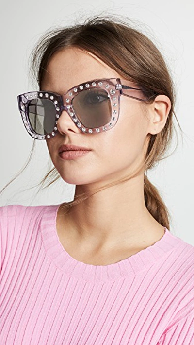 Shop Acne Studios Library Sunglasses In Lilac/silver