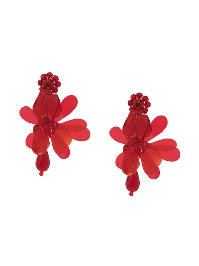 SIMONE ROCHA LARGE FLOWER EARRINGS - 红色
