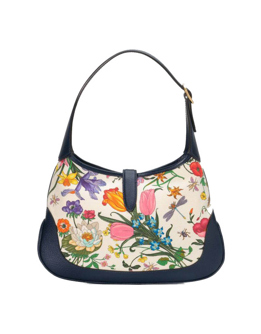 Gucci Jackie Hobo Medium Floral-print Canvas And Textured-leather Shoulder Bag In White | ModeSens