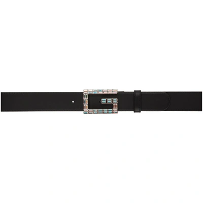 Shop Gucci Black Crystal G Belt In 8143 Black