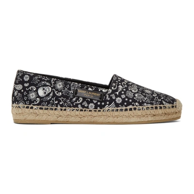 Shop Saint Laurent Black Paisley Espadrilles In 1016 Black