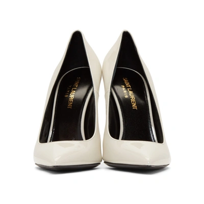 Shop Saint Laurent White Patent Opyum 110 Heels In 1607 White