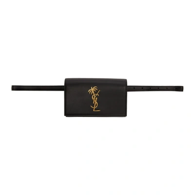 Shop Saint Laurent Black Kate Palm Tree Belt Bag In 1000 Black