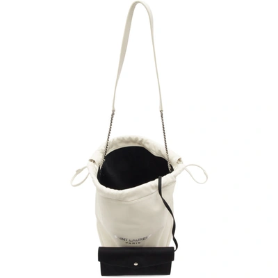 Shop Saint Laurent White Teddy Bucket Bag