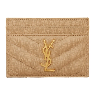 Shop Saint Laurent Beige Monogramme Card Holder In 2622 Chene