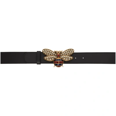 Shop Gucci Black Queen Margaret Belt In 1052 Nero