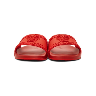 Shop Versace Red Medusa Pool Slides