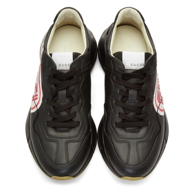 Shop Gucci Black Logo Rhyton Sneakers In 1000 Nero