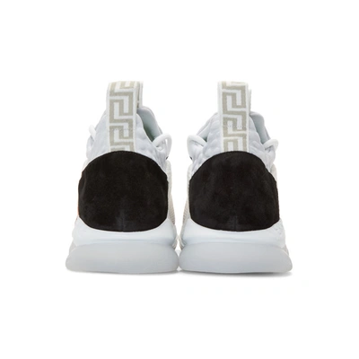 Shop Versace White And Red Chain-prene Reaction Sneakers In Dwrn Wht/re