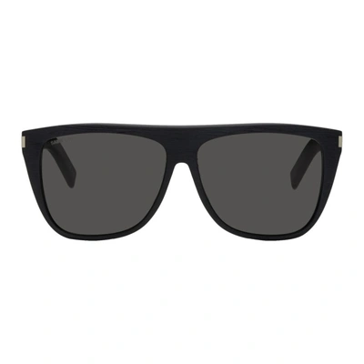 Shop Saint Laurent Black Sl 1 017 Sunglasses In 019 Blkgrey