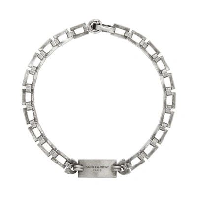 Shop Saint Laurent Silver Plate Bracelet In 8142 Ox.sil