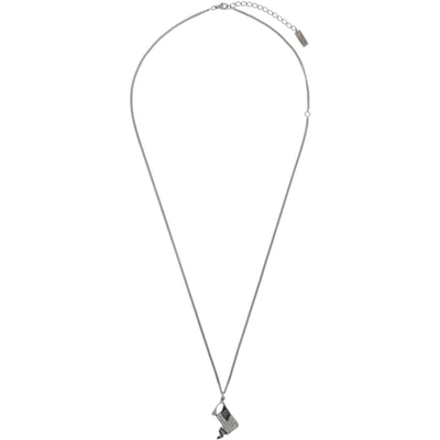 Shop Saint Laurent Gunmetal Flag Necklace In 8131 Ruth/b