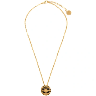 Shop Versace Gold Round Cage Medusa Necklace In D00o Gold