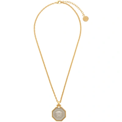 Shop Versace Gold Octagon Medusa Pendant Necklace In D00op Gold/