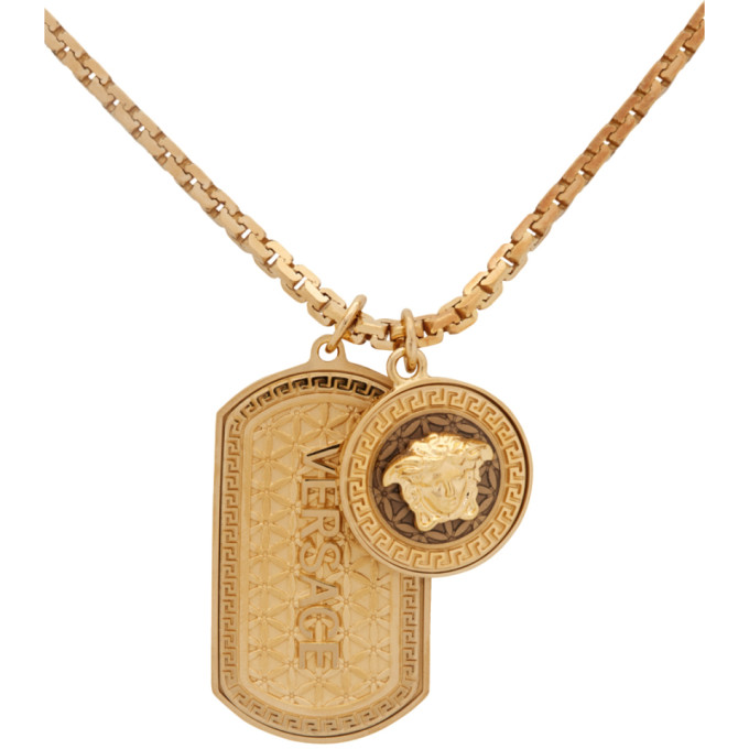 versace gold dog tag necklace