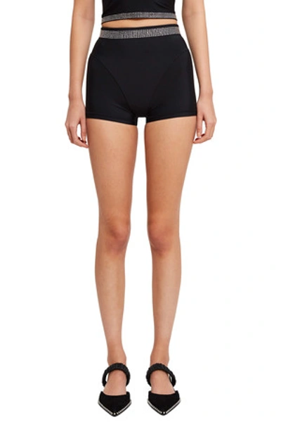 Shop Adam Selman Sport Opening Ceremony French Cut Booty Biker Shorts In Black/crystal