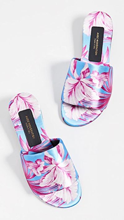 Shop Avec Modération Maui Open Toe Slide Sandals In Hawaii Orchidea