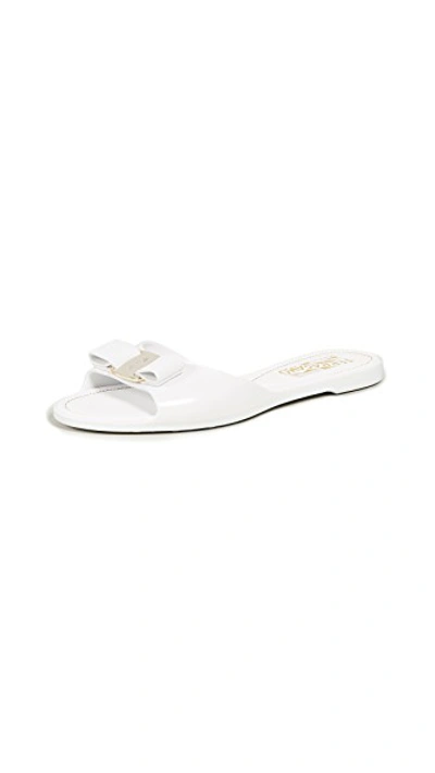 Shop Ferragamo Cirella Slides In New Bianco