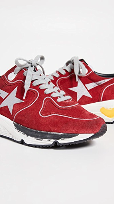 Shop Golden Goose Running Sole Sneakers In Red/silver