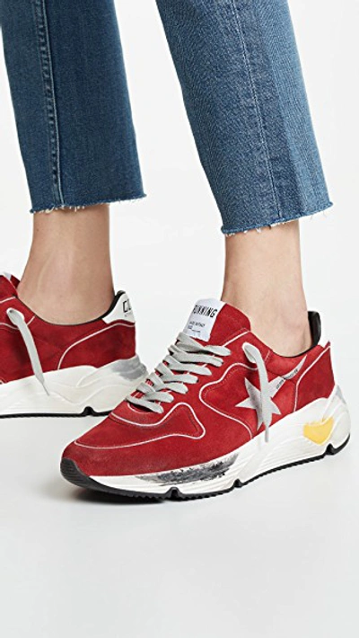 Shop Golden Goose Running Sole Sneakers In Red/silver