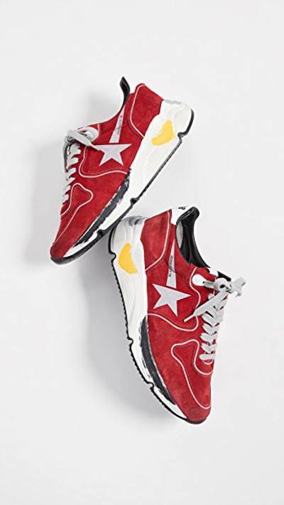 Shop Golden Goose Running Sole Sneakers In Red/silver