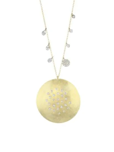 Shop Meira T 14k & 18k Yellow Gold & Diamond Disc Pendant Necklace