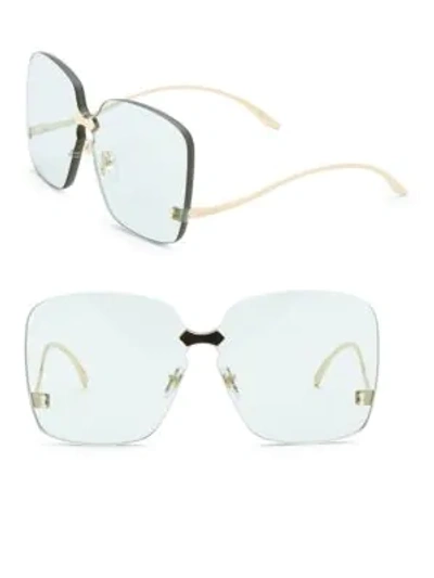Shop Gucci Fashion Inspired 99mm Square Shield Sunglasses In Gold Sage