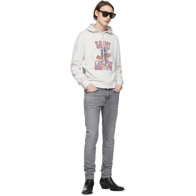 Shop Saint Laurent Off-white Robot Destroy Hoodie In 9721ecrmult