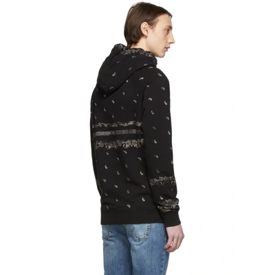 Shop Saint Laurent Black And Beige Paisley Hoodie In 1095noirnat