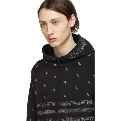 Shop Saint Laurent Black And Beige Paisley Hoodie In 1095noirnat