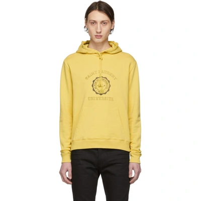 Shop Saint Laurent Yellow University Hoodie In 7266jaunmar