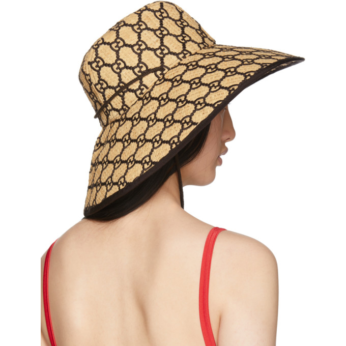 gg raffia wide brim hat