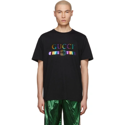 Gucci Men's Metallic Rainbow Logo Graphic T-shirt In Black Multi | ModeSens