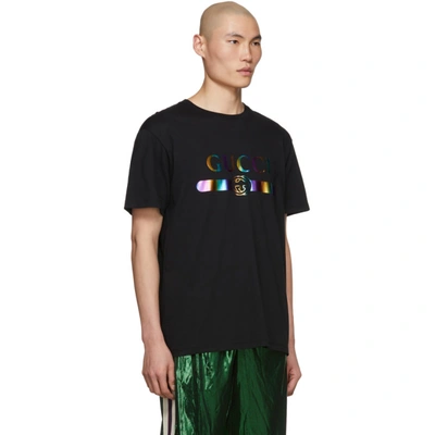 Shop Gucci Black Rainbow T-shirt In 1082blkmult