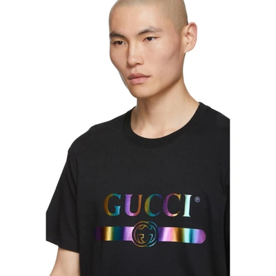 GUCCI 黑色彩虹徽标 T 恤