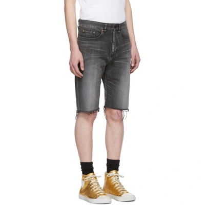 Shop Saint Laurent Black Denim Bermuda Shorts