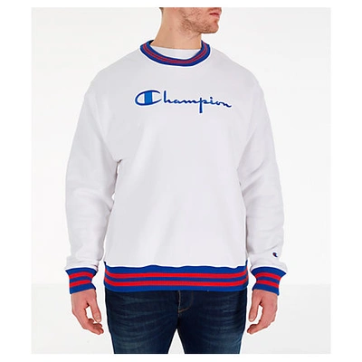 Champion Men's C-life Varsity-stripe Sweatshirt In White | ModeSens
