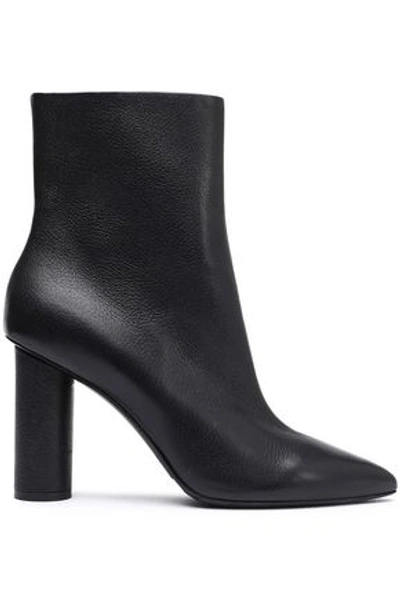Shop Oscar De La Renta Woman Textured-leather Ankle Boots Black