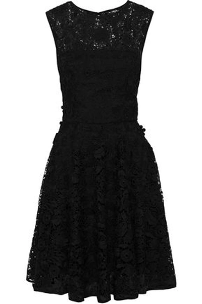 Shop Milly Woman Becky Floral-appliquéd Guipure Lace Dress Black