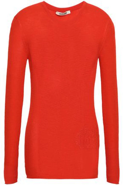 Shop Roberto Cavalli Woman Wool And Cashmere-blend Top Red