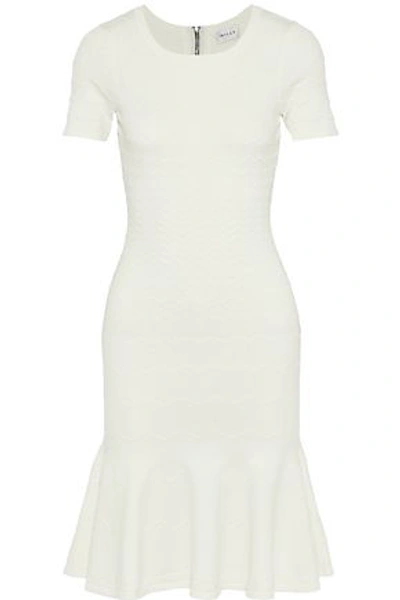 Shop Milly Woman Fluted Knitted Dress White