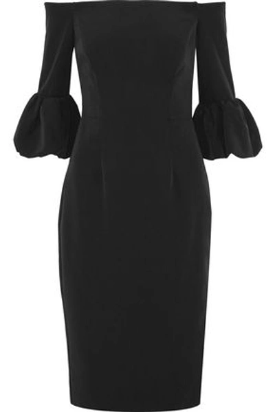 Shop Milly Woman Gia Off-the-shoulder Cady Dress Black