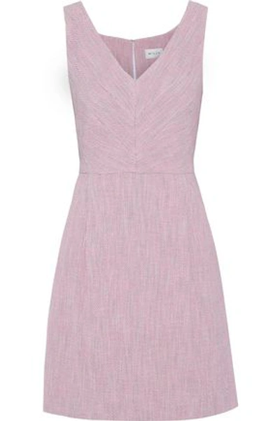 Shop Milly Woman Coco Cotton-blend Tweed Mini Dress Baby Pink