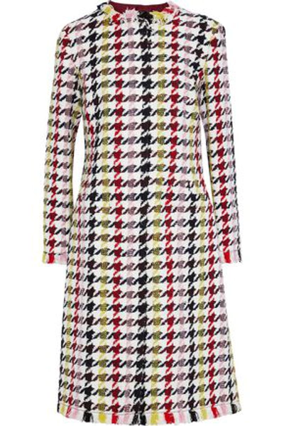 Shop Oscar De La Renta Woman Houndstooth Wool-blend Tweed Coat Multicolor